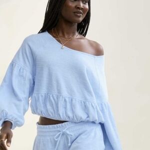 Aerie Light Blue Cropped Sweatshirt